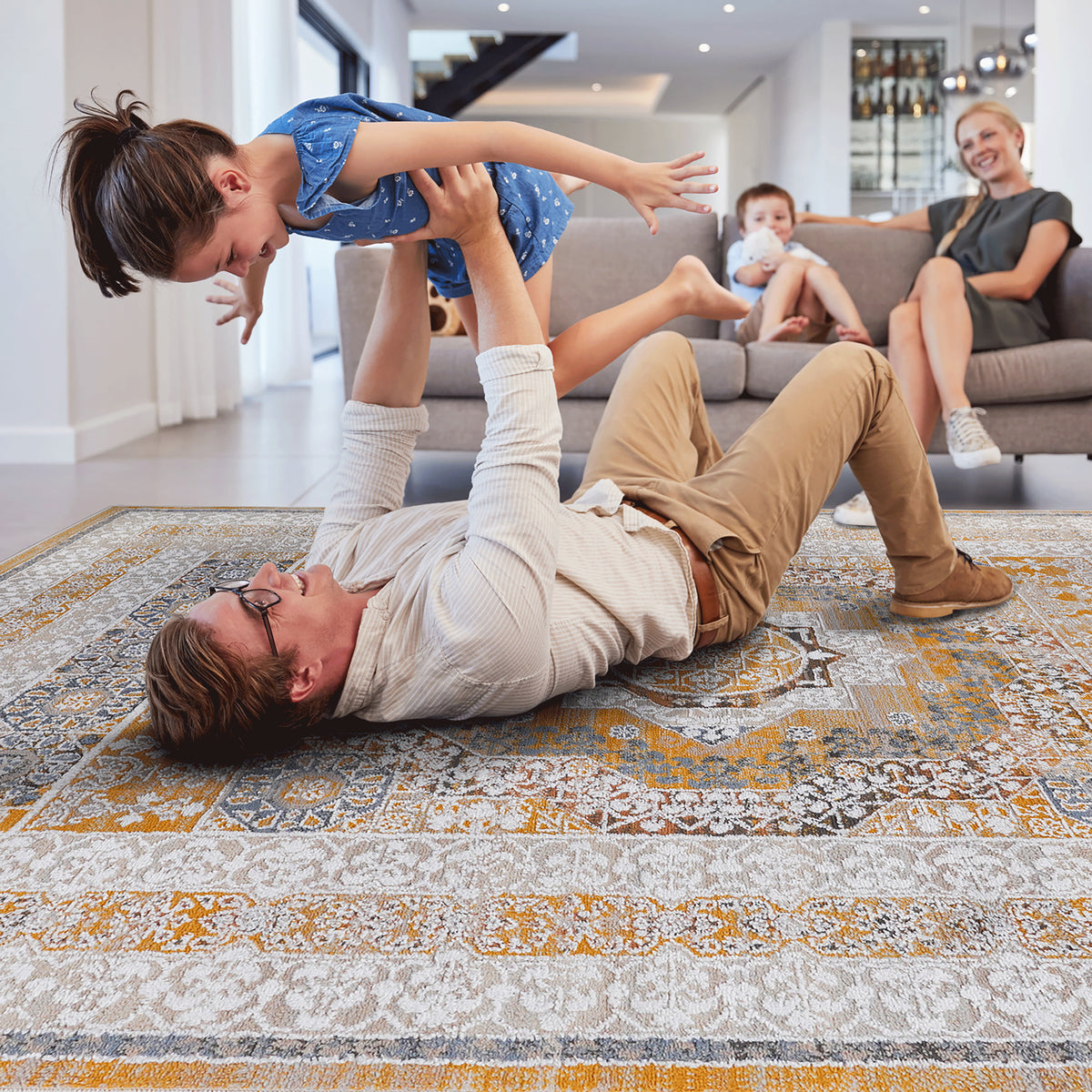 Payas 2X3 Cream Lvory Medallion Doormat Rug