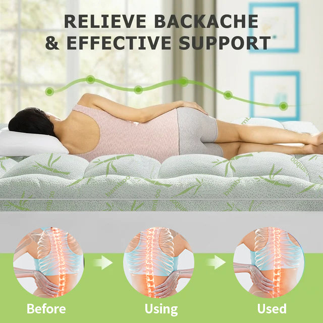Cool Bamboo Mattress Topper Super Thick Breathable Bamboo Fiber