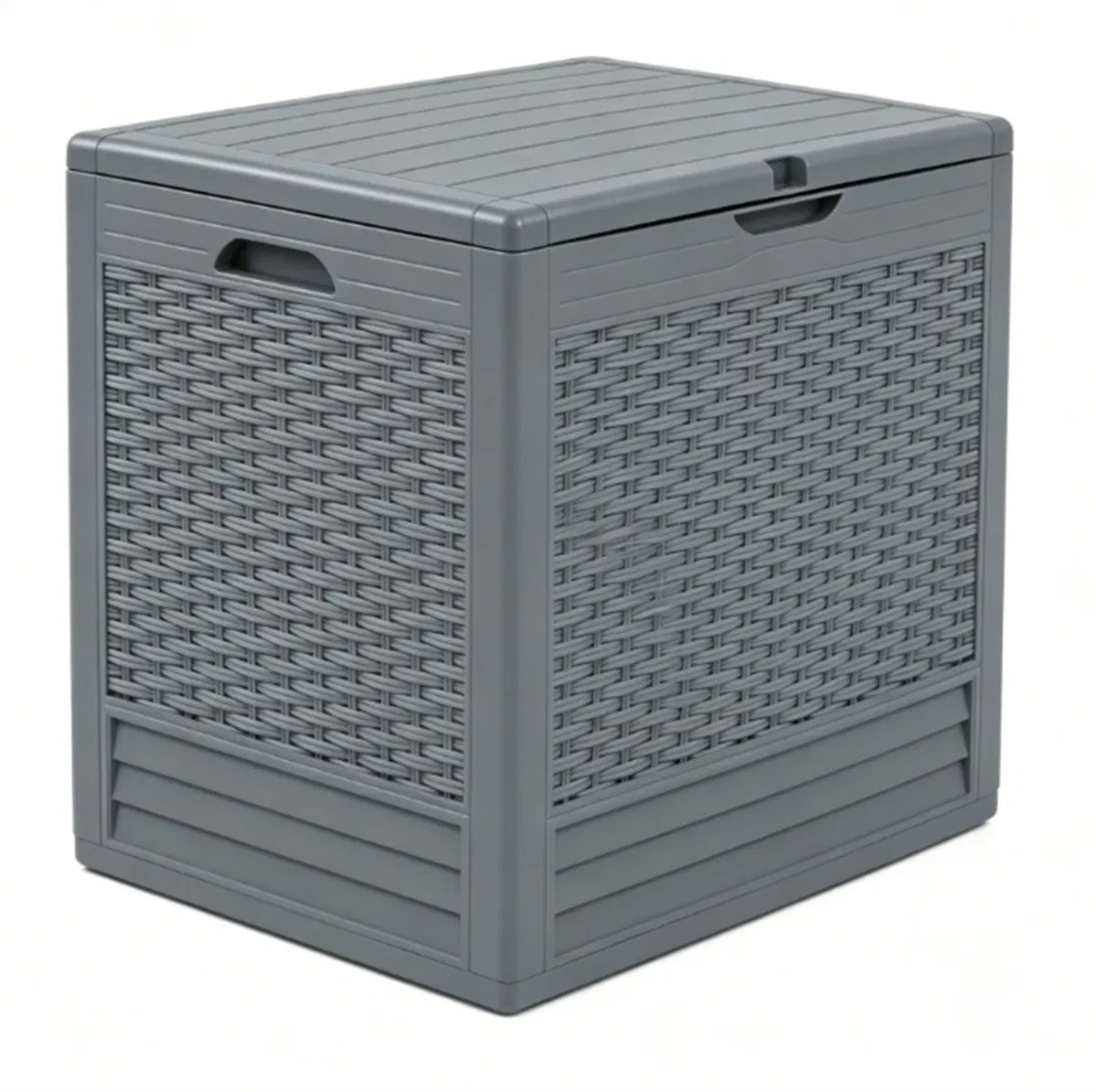 25 Gallon Outdoor Deck Box, Weatherproof PP Storage Chest With Rattan