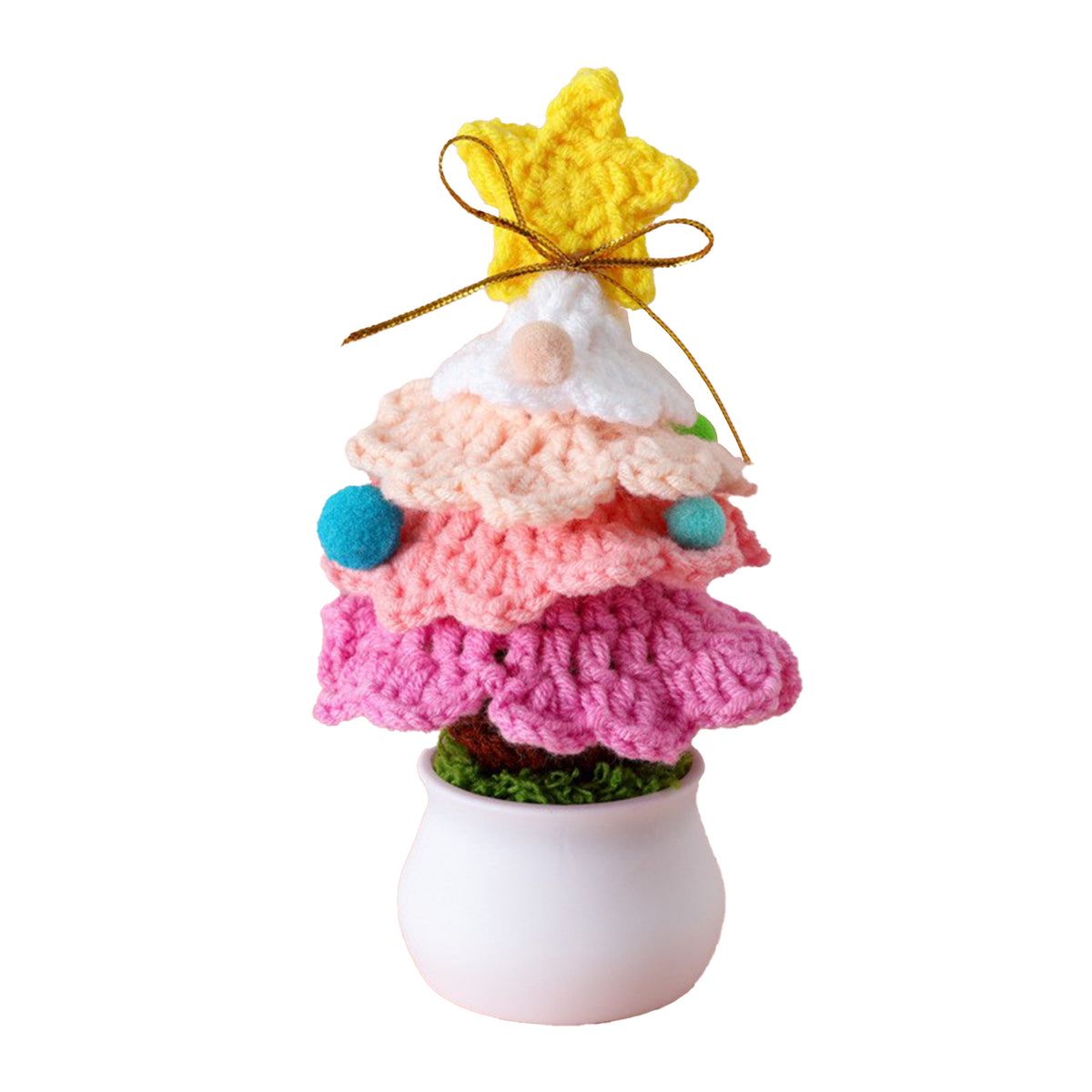 Knitted Mini Xmas Tree Simulation Crochet Xmas Tree Bonsai Ornament