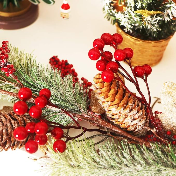 20-Pack 7-Inch Artificial Red Berry Picks For Christmas Tree Decorations